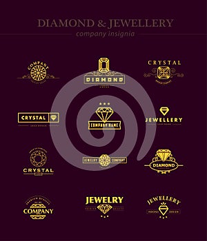 Vector collection of jewellery and diamond logos.