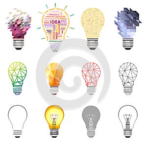 Vector collection of light bulbs