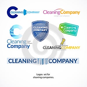Vector collection logo set for cleaning company.
