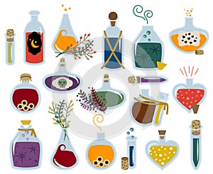 Vector Collection of Magical Potions and Bottles photo