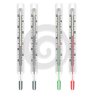 Vector collection of medical thermometers