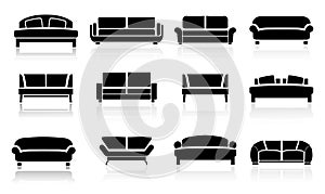 Vector collection modern luxury sofas and couches.