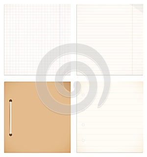 Vector collection of notebook, copybook leaves Empty blank for writing, notes