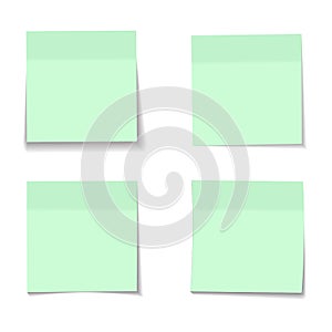 Vector collection of realistic paper green memo sheets