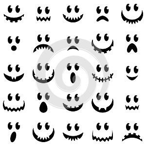 Vector Collection of Spooky Halloween Ghost and Pumpkin Faces