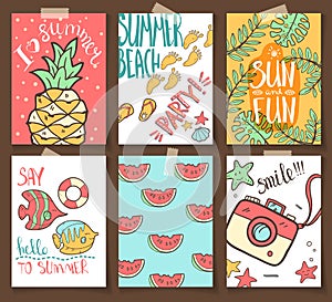 Vector collection of summer cards. Grettings and invintations. H