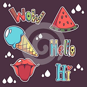 Vector collection of summer doodle patch badges