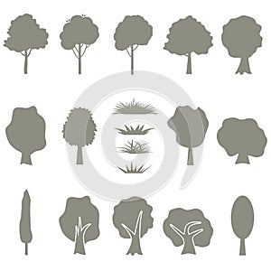 Vector collection of tree silhouettes isolates photo