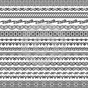 Vector collection of vintage endless borders. Brushes included in the file photo