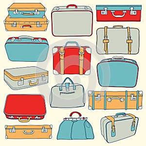 Vector Collection of vintage suitcases