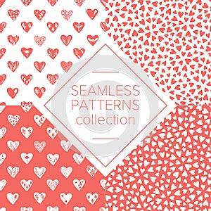 Vector collections of hand drawn hearts isolated on transparent background. Love valentines day clipart. Heart shape