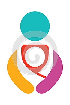 Vector Colofrul Babywearing Symbol With Parent Carrying Baby In a Sling. Black and White Icon Style.