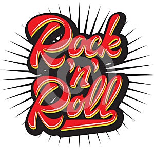 Vector color calligraphic inscription rock and roll. Lettering