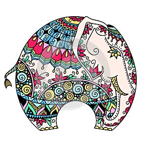 Vector color decorated Indian Elephant