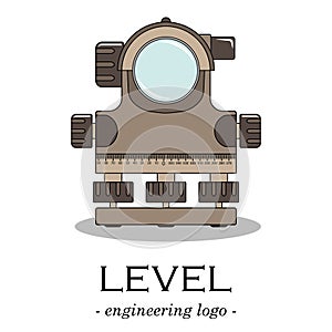 Vector color engineering logo of a level. Geodesy.