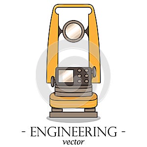 Vector color engineering logo of a theodolite. Geodesy.