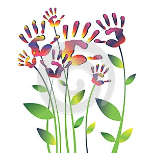 Vector color hand handprint linearity silhouette