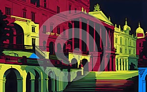 Vector color illustration, beautiful palace, architectural landmark of the 16th-18th century