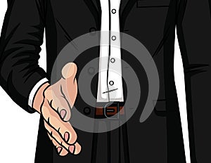 Vector color illustration of a male handshake.