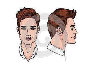 Vector color illustration of a man`s face.