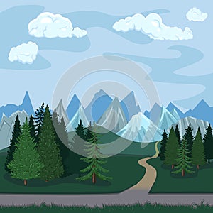 Vector Color Illustration - Natural Landscape.