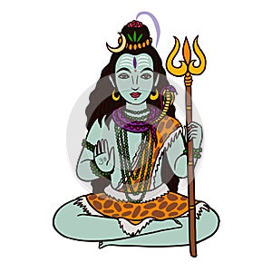 Vector color image of Shiva for graphic designs and cartoons