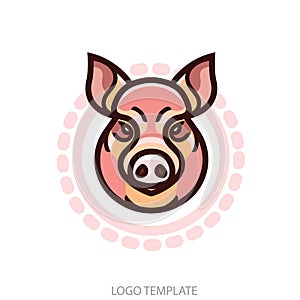 Vector color image of swine or pig head