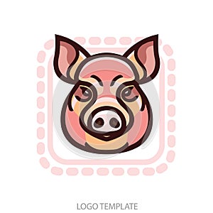 Vector color image of swine or pig head