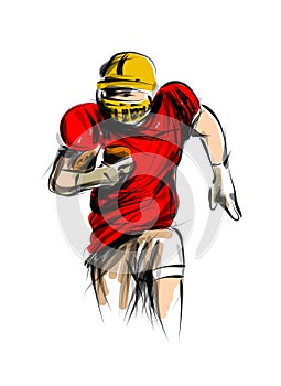 Vector color line sketch of american football player