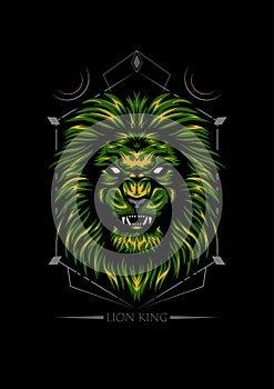 Vector Color Lion Illustration angry face