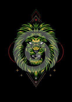 Vector Color Lion Illustration with elegant face