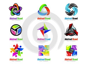 Vector color logo. Corporate identity icon. Design elements. Set colorful abstract 3d icons sign. Symbols templates logos