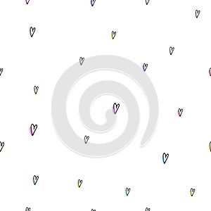 Vector color mini small hearts insulated on white background. Seamless pattern for textile design. Animation illustrations