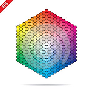 Vector color palette. 331 different colors in small hexagons