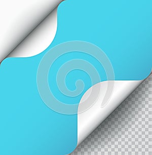 Vector Color Paper Page Curl with Shadow Isolated.