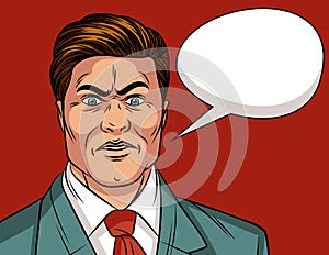 Vector color pop art comic style illustration of a shocked man.