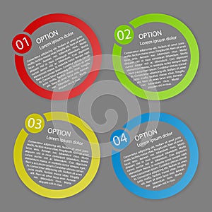 Vector color rounded paper option labels