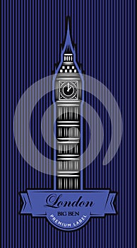 Vector color template for business card design with London Big Ben