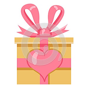 Vector Single Valentine Days Giftbox Icon with Heart Sign