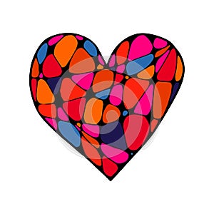 Vector colored hand drawn heart in zenart style