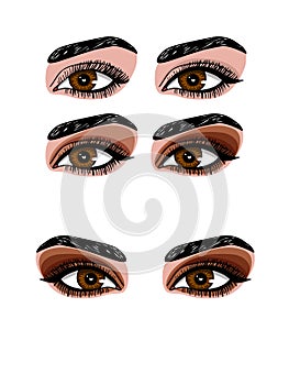 Vector colored illustration of a make-up in the smoky eye style.