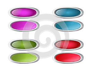 Vector colored oval buttons with pushed variants photo