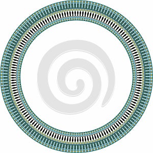 Vector colored round classical Greek meander ornament.