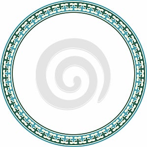 Vector colored round Kazakh national ornament.