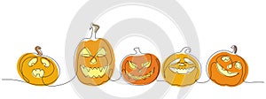 Vector color clip art of simplistic pumpkins for Halloween