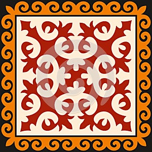 Vector colored square Kazakh national ornament.