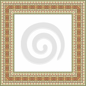 Vector colored square Yakut ornament.