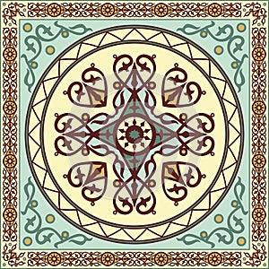 Vector colored square Yakut ornament.