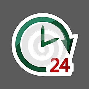 Vector colored sticker image of time, 24 hours and infinity.