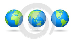 Vector colored world map Globes